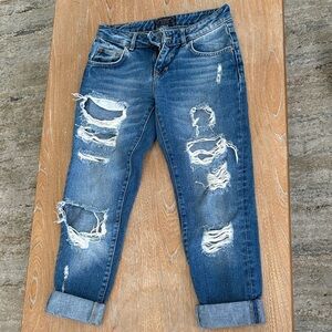 Zara Ripped Blue Boyfriend Jeans